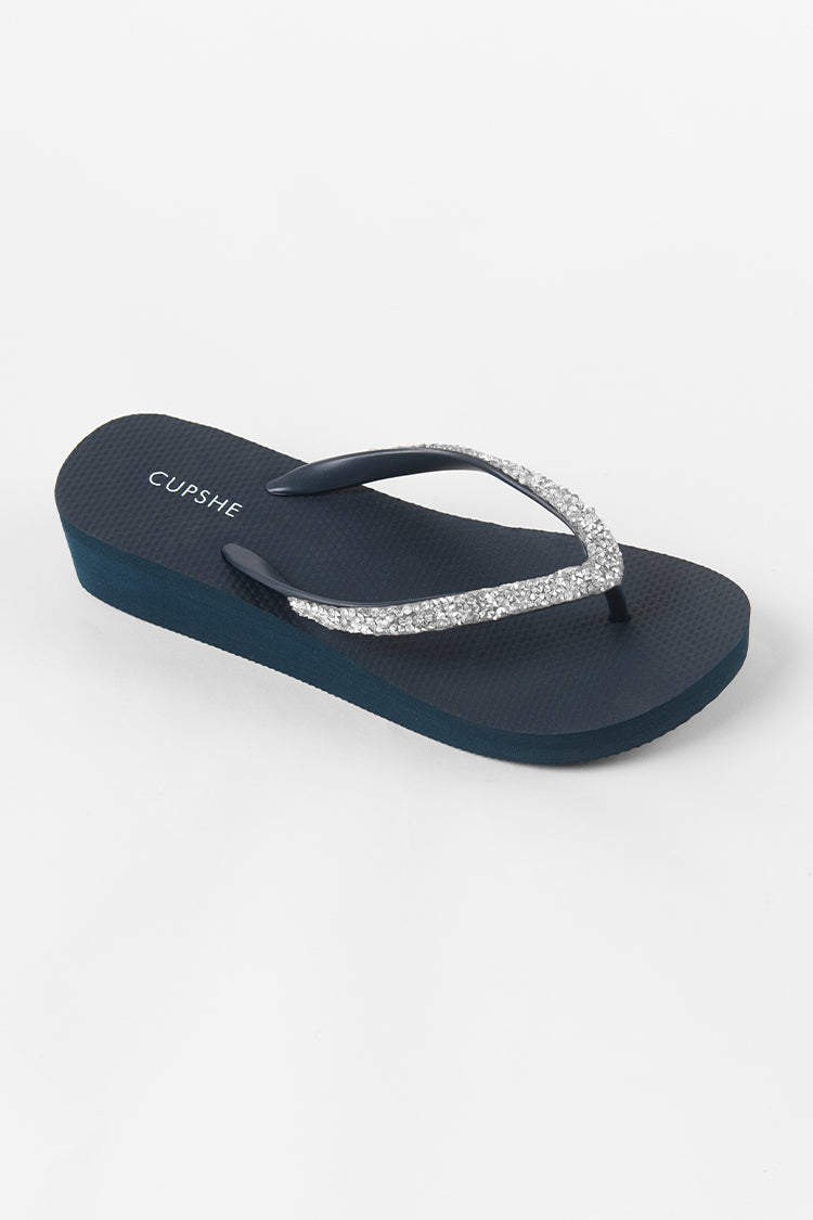 Sandales bleu marine ¨¤ cristaux