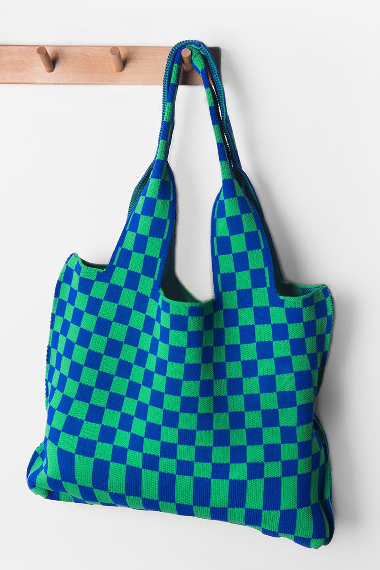 Sac fourre-tout ¨¤ carreaux vert