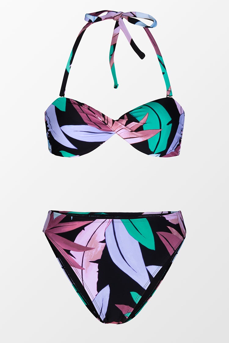 Bikini taille haute bandeau torsad¨¦ tropical