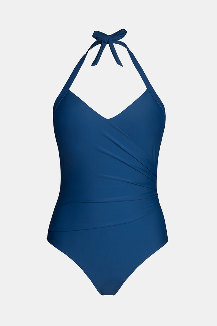 Maillot de bain une pi¨¨ce ¨¤ col licou fronc¨¦ en c?ur