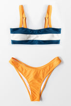 Charger l&#39;image dans la galerie, Bikini bandeau taille basse en blocs de couleur 
