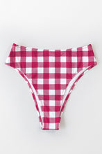 Charger l&#39;image dans la galerie, Bas de bikini taille haute en vichy rose et blanc 
