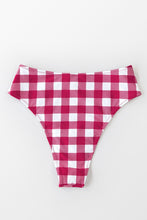 Charger l&#39;image dans la galerie, Bas de bikini taille haute en vichy rose et blanc 
