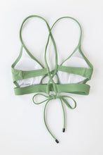Charger l&#39;image dans la galerie, Haut de bikini ¨¤ lacets d¨¦coup¨¦ vert 
