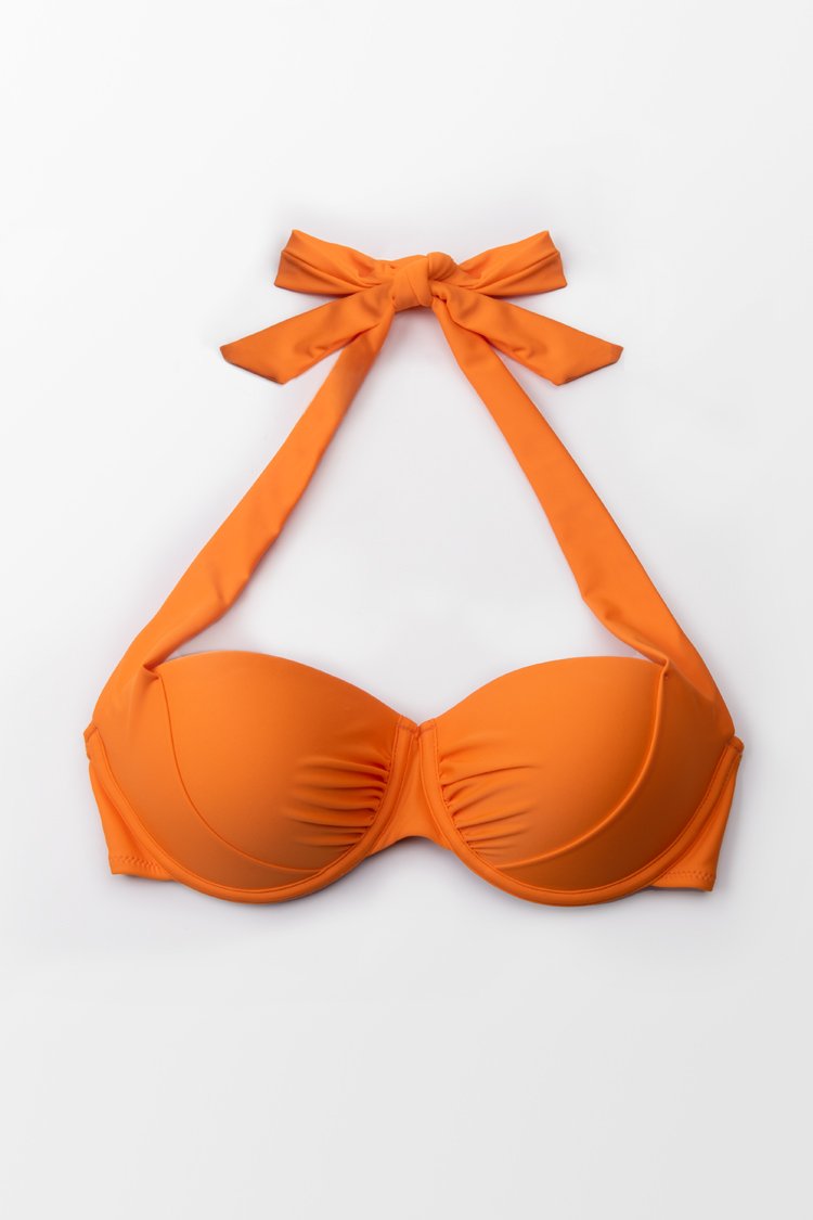Haut de bikini halter orange ¨¤ bretelles larges 