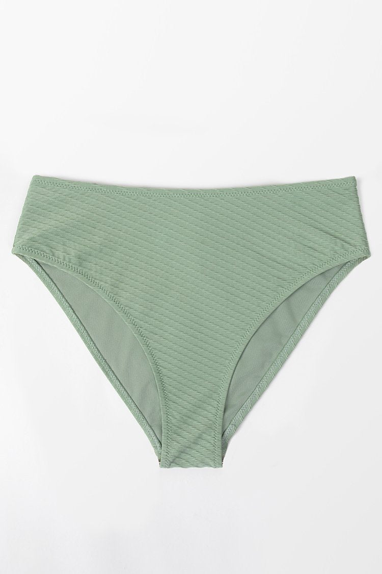 Bas de bikini textur¨¦ taille haute vert