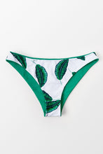 Charger l&#39;image dans la galerie, Bas de bikini taille basse r¨¦versible vert et imprim¨¦ feuilles
